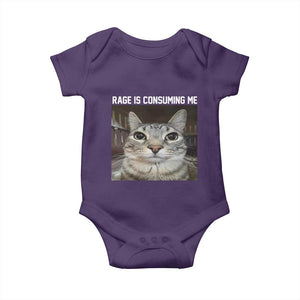 Funny Silly Cat Meme Baby Onesie Rage Is Consuming Me Staring TS02 Purple Print Your Wear