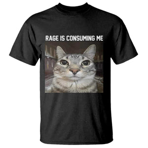 Funny Silly Cat Meme T Shirt Rage Is Consuming Me Staring TS02 Black Print Your Wear