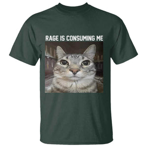 Funny Silly Cat Meme T Shirt Rage Is Consuming Me Staring TS02 Dark Forest Green Print Your Wear