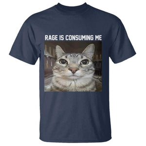 Funny Silly Cat Meme T Shirt Rage Is Consuming Me Staring TS02 Navy Print Your Wear