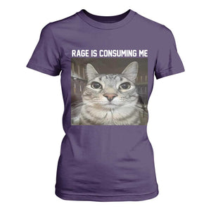 Funny Silly Cat Meme T Shirt For Women Rage Is Consuming Me Staring TS02 Purple Print Your Wear