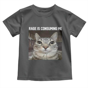 Funny Silly Cat Meme Toddler T Shirt Rage Is Consuming Me Staring TS02 Dark Heather Print Your Wear