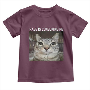 Funny Silly Cat Meme Toddler T Shirt Rage Is Consuming Me Staring TS02 Maroon Print Your Wear