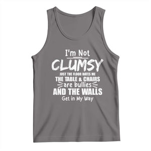 Funny Clumsy People Saying Tank Top The Floor Hates Me The Table And Chairs Are Bullies The Walls Get In My Way TS02 Deep Heather Print Your Wear