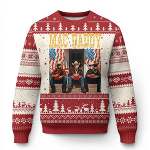 Mac Daddy Knit Sweatshirt Trump Vance Elon 2025 American Flag TS02 Red Print Your Wear