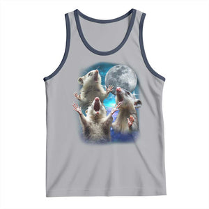 Funny Opossum Meme Tank Top Three Possum Screaming Under The Moon Weird Cursed Meme TS02 Athletic Heather Navy Print Your Wear