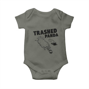 Funny Trashed Panda Baby Onesie Drunk Raccoon Meme Hot Mess TS02 Military Green Print Your Wear