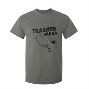 Funny Trashed Panda T Shirt For Kid Drunk Raccoon Meme Hot Mess TS02 Military Green Print Your Wear