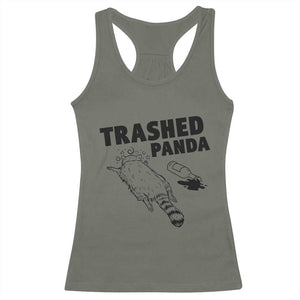 Funny Trashed Panda Racerback Tank Top Drunk Raccoon Meme Hot Mess TS02 Military Green Print Your Wear