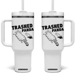 Funny Trashed Panda Tumbler With Handle Drunk Raccoon Meme Hot Mess TS02 One Size: 40 oz White Print Your Wear