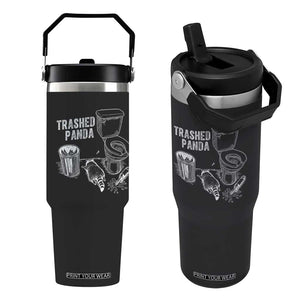 Funny Trashed Panda Flip Straw Tumbler Drunk Raccoon in Toilet Meme Hot Mess TS02 One Size: 30 oz Black Print Your Wear