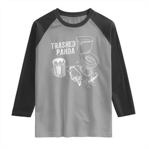 Funny Trashed Panda Raglan Shirt Drunk Raccoon in Toilet Meme Hot Mess TS02 Sport Gray Black Print Your Wear