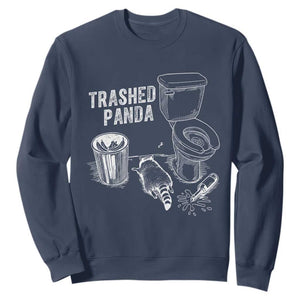 Funny Trashed Panda Sweatshirt Drunk Raccoon in Toilet Meme Hot Mess TS02 Navy Print Your Wear