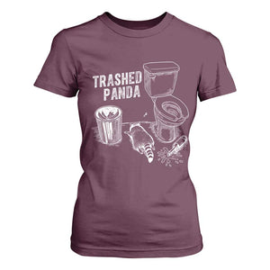 Funny Trashed Panda T Shirt For Women Drunk Raccoon in Toilet Meme Hot Mess TS02 Maroon Print Your Wear