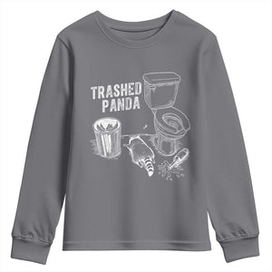 Funny Trashed Panda Youth Sweatshirt Drunk Raccoon in Toilet Meme Hot Mess TS02 Charcoal Print Your Wear