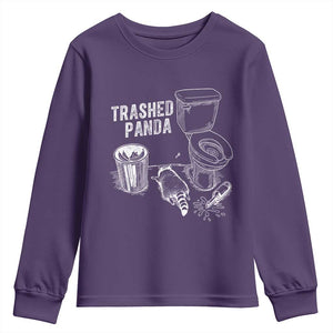 Funny Trashed Panda Youth Sweatshirt Drunk Raccoon in Toilet Meme Hot Mess TS02 Purple Print Your Wear
