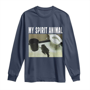Funny Trashed Panda My Spirit Animal Long Sleeve Shirt Drunk Raccoon in Toilet Meme Hot Mess TS02 Navy Print Your Wear
