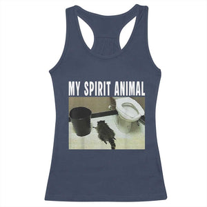 Funny Trashed Panda My Spirit Animal Racerback Tank Top Drunk Raccoon in Toilet Meme Hot Mess TS02 Navy Print Your Wear