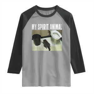Funny Trashed Panda My Spirit Animal Raglan Shirt Drunk Raccoon in Toilet Meme Hot Mess TS02 Sport Gray Black Print Your Wear