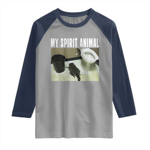 Funny Trashed Panda My Spirit Animal Raglan Shirt Drunk Raccoon in Toilet Meme Hot Mess TS02 Sport Gray Navy Print Your Wear
