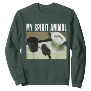 Funny Trashed Panda My Spirit Animal Sweatshirt Drunk Raccoon in Toilet Meme Hot Mess TS02 Dark Forest Green Print Your Wear