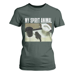 Funny Trashed Panda My Spirit Animal T Shirt For Women Drunk Raccoon in Toilet Meme Hot Mess TS02 Dark Forest Green Print Your Wear