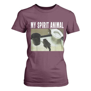 Funny Trashed Panda My Spirit Animal T Shirt For Women Drunk Raccoon in Toilet Meme Hot Mess TS02 Maroon Print Your Wear