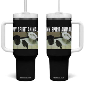 Funny Trashed Panda My Spirit Animal Tumbler With Handle Drunk Raccoon in Toilet Meme Hot Mess TS02 One Size: 40 oz Black Print Your Wear