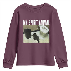 Funny Trashed Panda My Spirit Animal Youth Sweatshirt Drunk Raccoon in Toilet Meme Hot Mess TS02 Maroon Print Your Wear