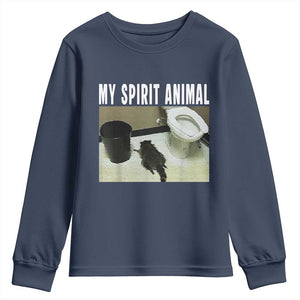 Funny Trashed Panda My Spirit Animal Youth Sweatshirt Drunk Raccoon in Toilet Meme Hot Mess TS02 Navy Print Your Wear