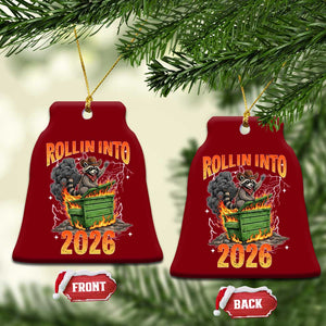 Dumpster Fire Raccoon Meme for Surviving 2025 Ceramic Ornament Rollin Into 2026 Trash Panda Energy TS02 Print Your Wear