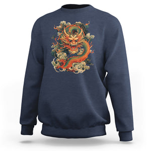 Traditional Chinese Dragon Graphic Sweatshirt TS02 Navy Printyourwear