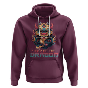 Year Of The Dragon 2024 Hoodie Happy Lunar Chinese New Year Astrology Horoscopes TS02 Maroon Printyourwear