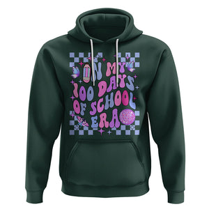 In My 100 Days of School Era Hoodie Retro Groovy TS02 Dark Forest Green Printyourwear