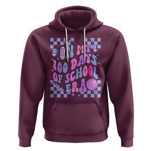 In My 100 Days of School Era Hoodie Retro Groovy TS02 Maroon Printyourwear