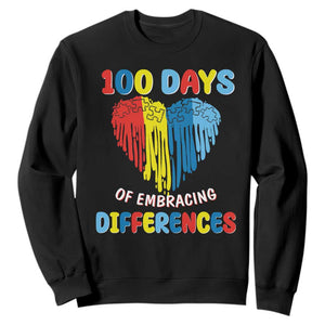 100 Days of School IEP Sweatshirt Embrace Differences Neurodiversity Autism ADHD Awareness TS02 Black Printyourwear