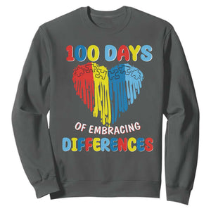 100 Days of School IEP Sweatshirt Embrace Differences Neurodiversity Autism ADHD Awareness TS02 Dark Heather Printyourwear