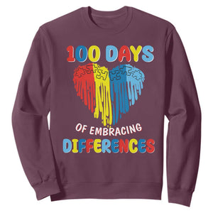 100 Days of School IEP Sweatshirt Embrace Differences Neurodiversity Autism ADHD Awareness TS02 Maroon Printyourwear