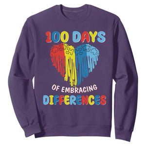 100 Days of School IEP Sweatshirt Embrace Differences Neurodiversity Autism ADHD Awareness TS02 Purple Printyourwear