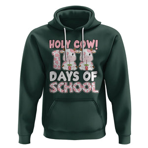 Holy Cow 100 Days of School Hoodie Cute Pink Dairy Cattle TS02 Dark Forest Green Printyourwear