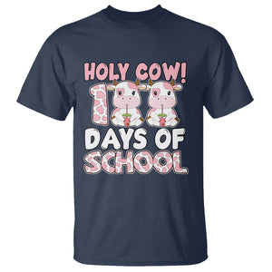 Holy Cow 100 Days of School T Shirt Cute Pink Dairy Cattle TS02 Navy Printyourwear