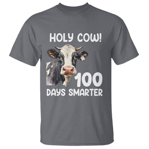 Holy Cow 100 Days of School T Shirt 100 Days Smarter Funny Moo Dairy Cattle TS02 Charcoal Printyourwear