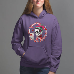 Single Skeleton Hoodie Messy Bun Skull No Valetine No Problem Anti Valentines TS02 Purple Printyourwear