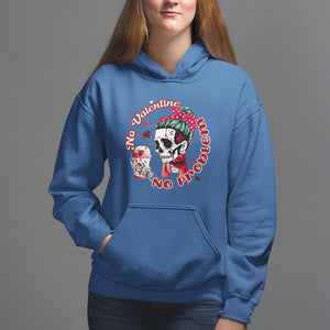 Single Skeleton Hoodie Messy Bun Skull No Valetine No Problem Anti Valentines TS02 Royal Blue Printyourwear