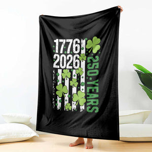 Irish American 250 Years 1776 2026 Patriotic Shamrock Throw Blanket St Patricks Day Ameria 250th Anniversary TS02 Print Your Wear