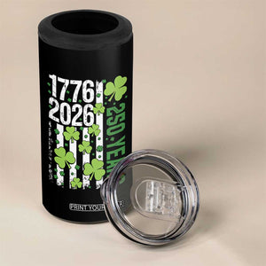 Irish American 250 Years 1776 2026 Patriotic Shamrock 4 in 1 Can Cooler Tumbler St Patricks Day Ameria 250th Anniversary TS02 Print Your Wear
