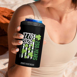 Irish American 250 Years 1776 2026 Patriotic Shamrock 4 in 1 Can Cooler Tumbler St Patricks Day Ameria 250th Anniversary TS02 Print Your Wear