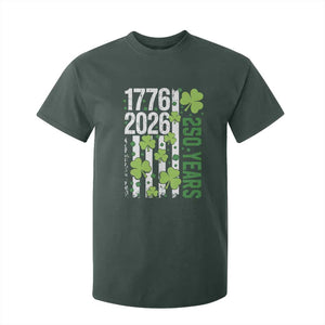 Irish American 250 Years 1776 2026 Patriotic Shamrock T Shirt For Kid St Patricks Day Ameria 250th Anniversary TS02 Dark Forest Green Print Your Wear