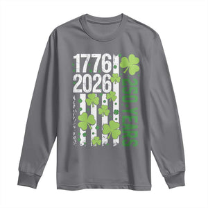 Irish American 250 Years 1776 2026 Patriotic Shamrock Long Sleeve Shirt St Patricks Day Ameria 250th Anniversary TS02 Charcoal Print Your Wear