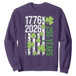 Irish American 250 Years 1776 2026 Patriotic Shamrock Sweatshirt St Patricks Day Ameria 250th Anniversary TS02 Purple Print Your Wear